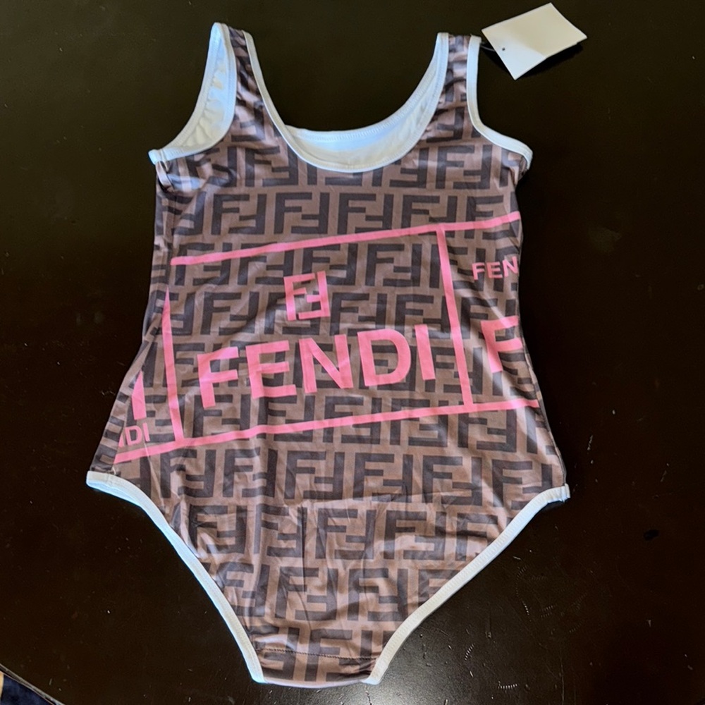 Unique style Brown and Pink One Piece Swimsuit
